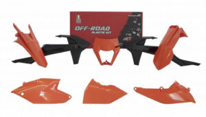 Kit plastique carénage moto 6 pièces K-Orange Noir R’Tech RKITKTMOEM518 – Polypropylène anti-rayure