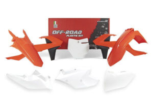 Kit plastique KTM SX125/SX150/SX250/SX250-F/SX350-F/SX450-F (2016–2018) – R’Tech – 6 pièces orange-blanc-noir