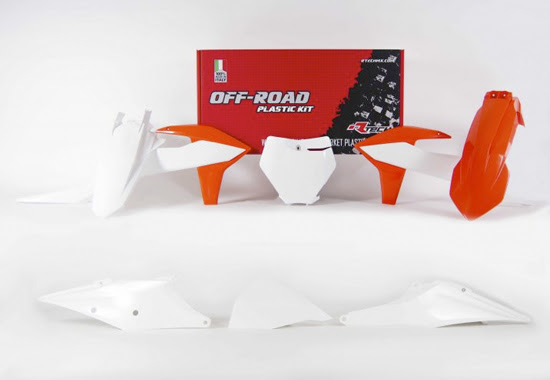 Kit plastique carénage 6 p Orange Blanc KTM SMR450 - R'Tech