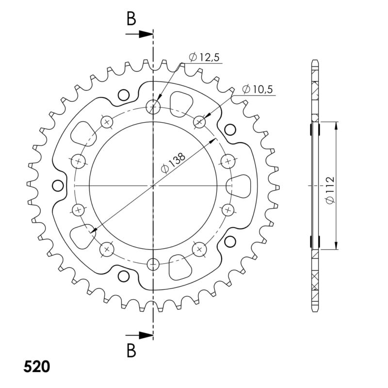 Couronne 16 dents Supersprox SPX Stealth -1303:42(1316) – Transmission hybride acier/aluminium