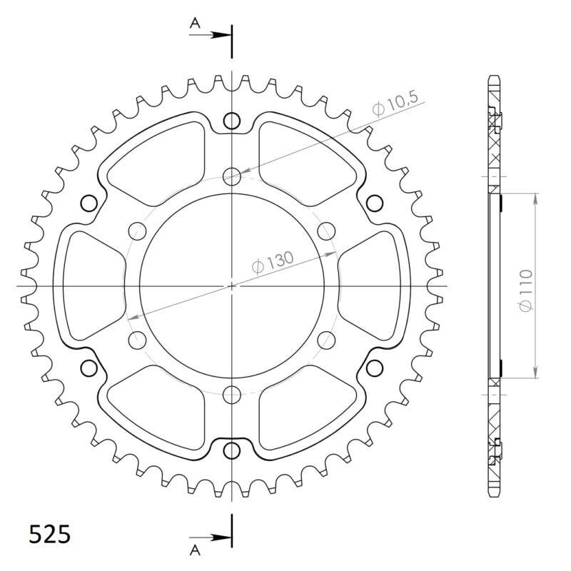 Couronne Supersprox 525/48 Bleue – Pour chaînes 525 – Couronne moto hautes performances