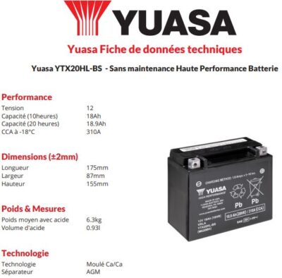 BATTERIE YTX20HL-BS - Yuasa