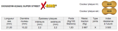 Chaine DID520ZVM-X(G&G) x 90 maillons ZJ (Pas 520) Kawasaki KFX250 Mojave (KSF [US]) A1 - DID