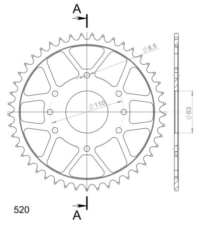 Couronne acier 45 dents Husqvarna 401 Svartpilen - Supersprox (CO30645)