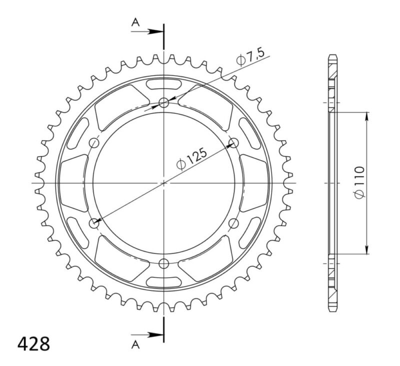 Couronne acier 48 dents pour Gilera Couguar 125 (1999-2001) – Supersprox CO20548
