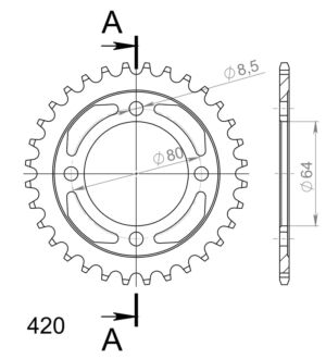 Couronne acier 32 dents Yamaha PW80 1983-2013 LB50 Chappy 1985 – Supersprox CC10132