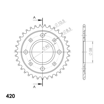 Couronne acier Pas 420 - 35 dents Honda ANF125 Innova - Supersprox (CA11735)