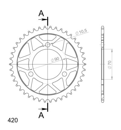 Couronne acier Pas 420 - 42 dents Honda MB80 S A HC01 - Supersprox (CA10342)