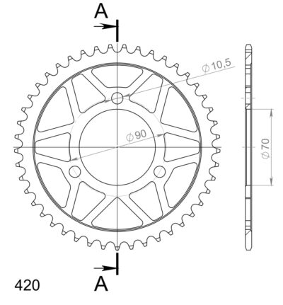 Couronne acier Pas 420 - 45 dents Honda MB50 S A AC01 - Supersprox (CA10345)