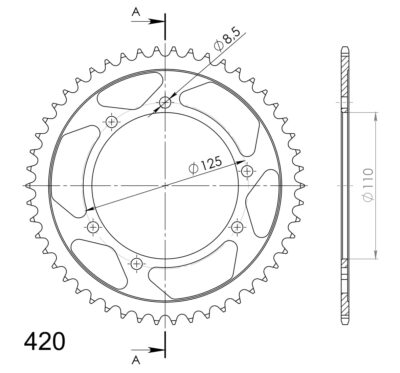 Couronne acier Pas 420 - 50 dents Suzuki RMX50 W - Supersprox (CE10950)