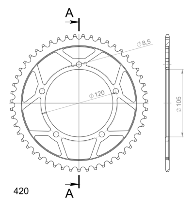 Couronne acier Pas 420 - 51 dents Aprilia MX50 ST - Supersprox (CI10351)