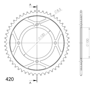 Couronne acier Pas 420 - 51 dents Beta RR50 Enduro - Supersprox (CJ10151)