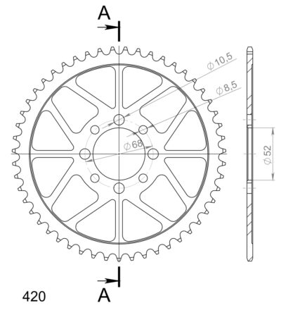 Couronne acier Pas 420 - 51 dents Suzuki TS50 XK M SA11C - Supersprox (CE10051)