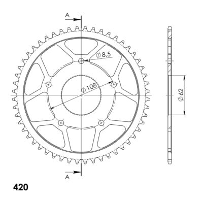 Couronne acier Pas 420 - 52 dents Mash Fifty SM - Supersprox (CX12252)