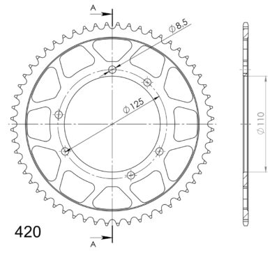 Couronne acier Pas 420 - 56 dents Honda HM HM CRE50 Enduro - Supersprox