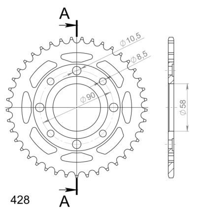 Couronne acier Pas 428 - 41 dents Kymco Hipster 125 2V R1 - Supersprox (CA20141)