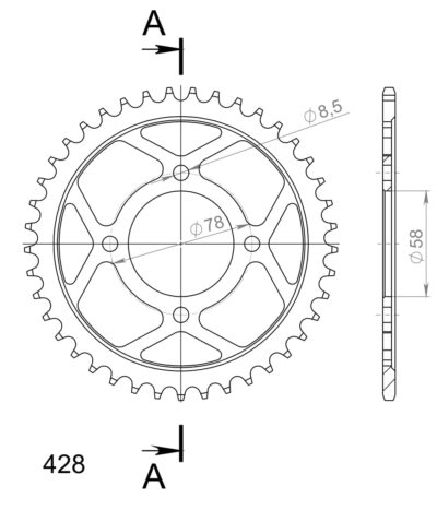 Couronne acier Pas 428 - 41 dents Suzuki GN125 /E S NF41A - Supersprox (CE20141)