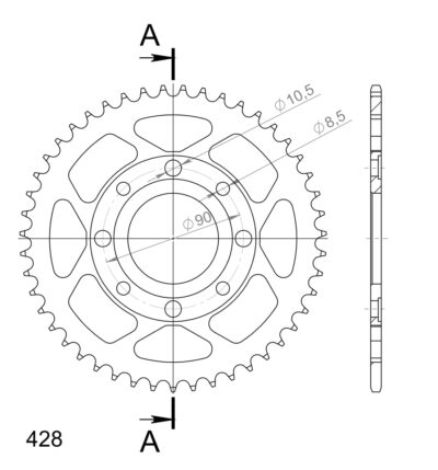 Couronne acier Pas 428 - 47 dents Honda XL125 S A XL125 - Supersprox (CA20147)