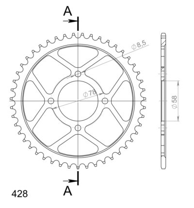 Couronne acier Pas 428 - 47 dents Hyosung Cruise II (4V) GA - Supersprox (CE20147)