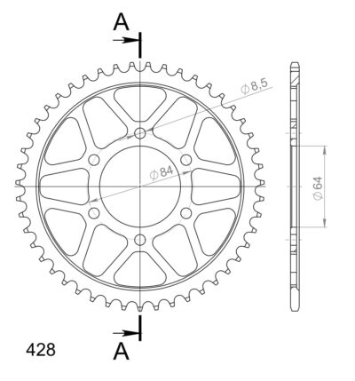 Couronne acier Pas 428 - 47 dents Suzuki DR125 S D SF42A - Supersprox (CE20047)