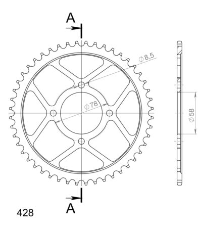 Couronne acier Pas 428 - 48 dents Hyosung Cruise I (2V) GA - Supersprox (CE20148)