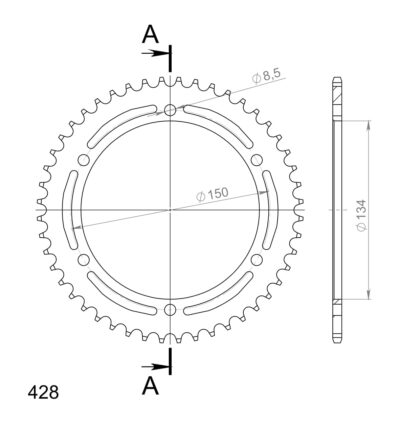 Couronne acier Pas 428 - 48 dents Kawasaki KMX125 10 MX125B - Supersprox (CG20348)