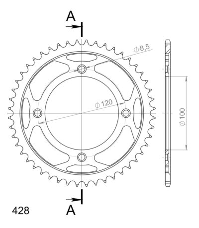 Couronne acier Pas 428 - 48 dents Suzuki RM80 (17''/14'') K RC12A - Supersprox (CE10448)