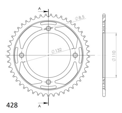 Couronne acier Pas 428 - 49 dents Gas Gas MC85 16/19 pouces - Supersprox (CO20049)