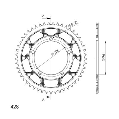 Couronne acier Pas 428 - 49 dents MUZ RT125 Classic RT125 - Supersprox (CX11049)