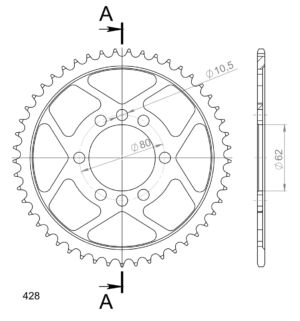 Couronne acier Yamaha DT125, DT175, DT80 – années 1978 à 1988 – Supersprox CC20449
