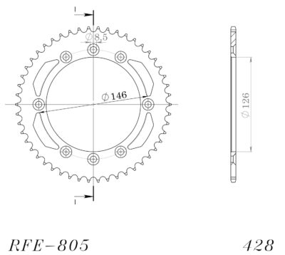 Couronne acier Pas 428 - 50 dents Suzuki DR125 SM K8 CS11 - Supersprox (CE20750)