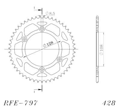 Couronne acier Pas 428 - 51 dents - Supersprox (CE21251)