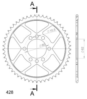 Couronne acier 53 dents Yamaha DT125 LC2 1984 – Supersprox CC20453