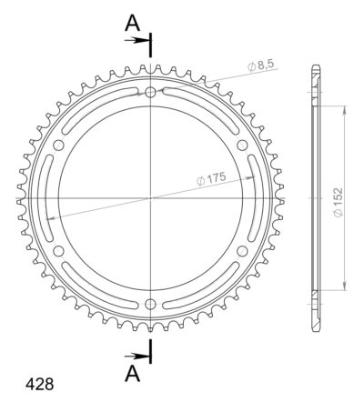 Couronne acier Pas 428 - 53 dents Yamaha TDR125 3XD 3SH - Supersprox (CC20753)