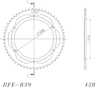 Couronne acier Pas 428 - 57 dents Yamaha DT125 R 4BL 3RM 3RN 3RP 4CJ 4DJ D - Supersprox (CC20757)