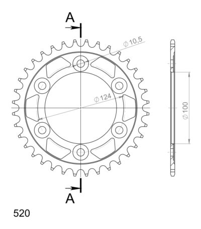 Couronne acier Pas 520 - 36 dents Ducati 600 SS 600S (bis 01852) - Supersprox (CL60236)