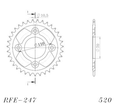 Couronne acier Pas 520 - 36 dents Honda CB400 N B CB400T - Supersprox (CA40636)