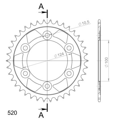 Couronne acier Pas 520 - 38 dents Ducati 600 Monster 600M (bis 02961) - Supersprox (CL60238)