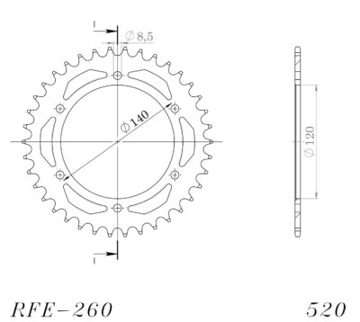 Couronne acier Pas 520 - 38 dents Honda XLR250 E MD11 - Supersprox (CA31138)