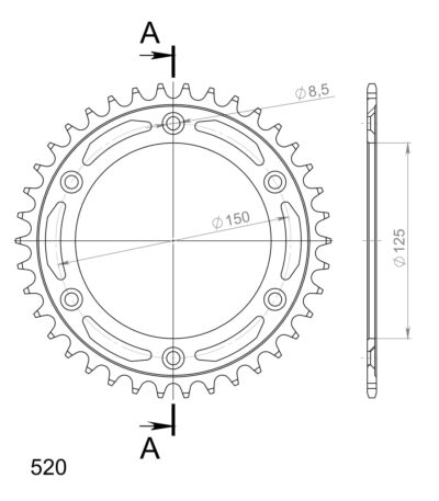 Couronne acier Pas 520 - 38 dents Husaberg FS570 Supermoto - Supersprox (CO30438)