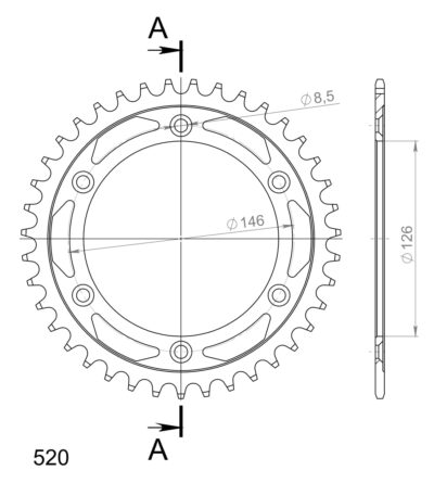 Couronne acier Pas 520 - 39 dents - Supersprox (CE20339)