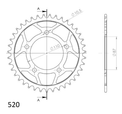 Couronne acier Pas 520 - 39 dents Suzuki GS500 E / F K4 BK2 BK4 - Supersprox (CE40539)