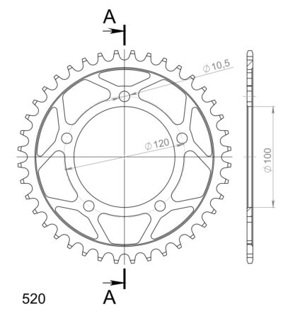 Couronne acier Pas 520 - 40 dents Aprilia RS125 - Supersprox (CK50340)