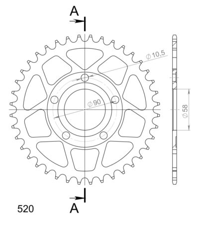 Couronne acier Pas 520 - 40 dents Honda CRM125 L JC10 JC13 - Supersprox (CA21540)