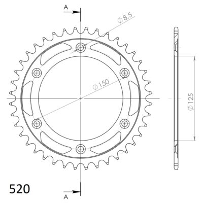 Couronne acier Pas 520 - 40 dents Husaberg FS650 SM - Supersprox (CO30440)