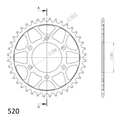 Couronne acier Pas 520 - 40 dents Kawasaki ZX-6R /RR 636 1H ZX636B - Supersprox (CG40340)