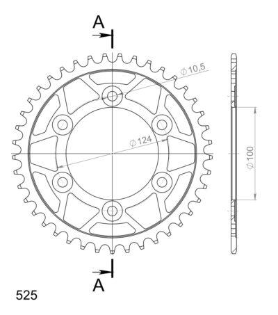 Couronne acier Pas 520 - 41 dents Ducati 600 SS 600S (ab 01853) - Supersprox (CL60241)