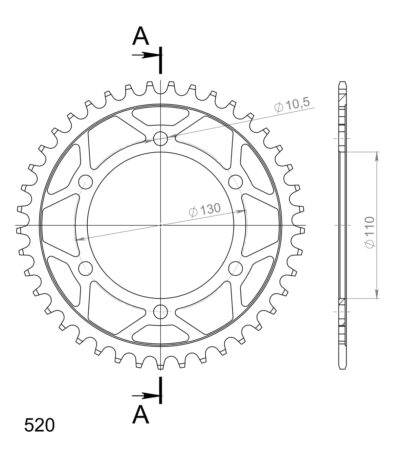 Couronne acier Pas 520 - 41 dents Gas Gas Wild HP 450 - Supersprox (CG50041)