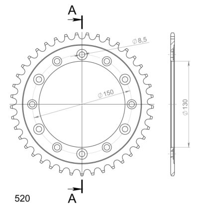 Couronne acier Pas 520 - 41 dents Honda NX250 J MD02 MD21 MD25 - Supersprox (CA30441)