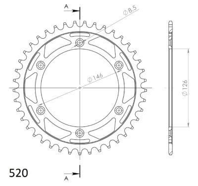 Couronne acier Pas 520 - 41 dents Suzuki DR-Z 400 SM K5 B81112 B82111 - Supersprox (CE20341)